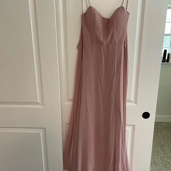 blush pink wrap bridesmaid dresses Amelia Tie Maxi Bridesmaid Dress main image 1